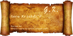 Gere Kristóf névjegykártya